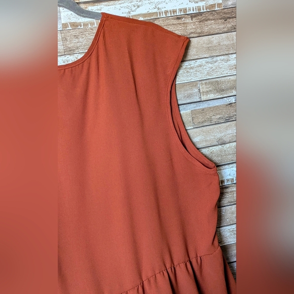 New Dark Orange Tiered Hi Lo Sleeveless Dress or Tunic - Picture 13 of 14